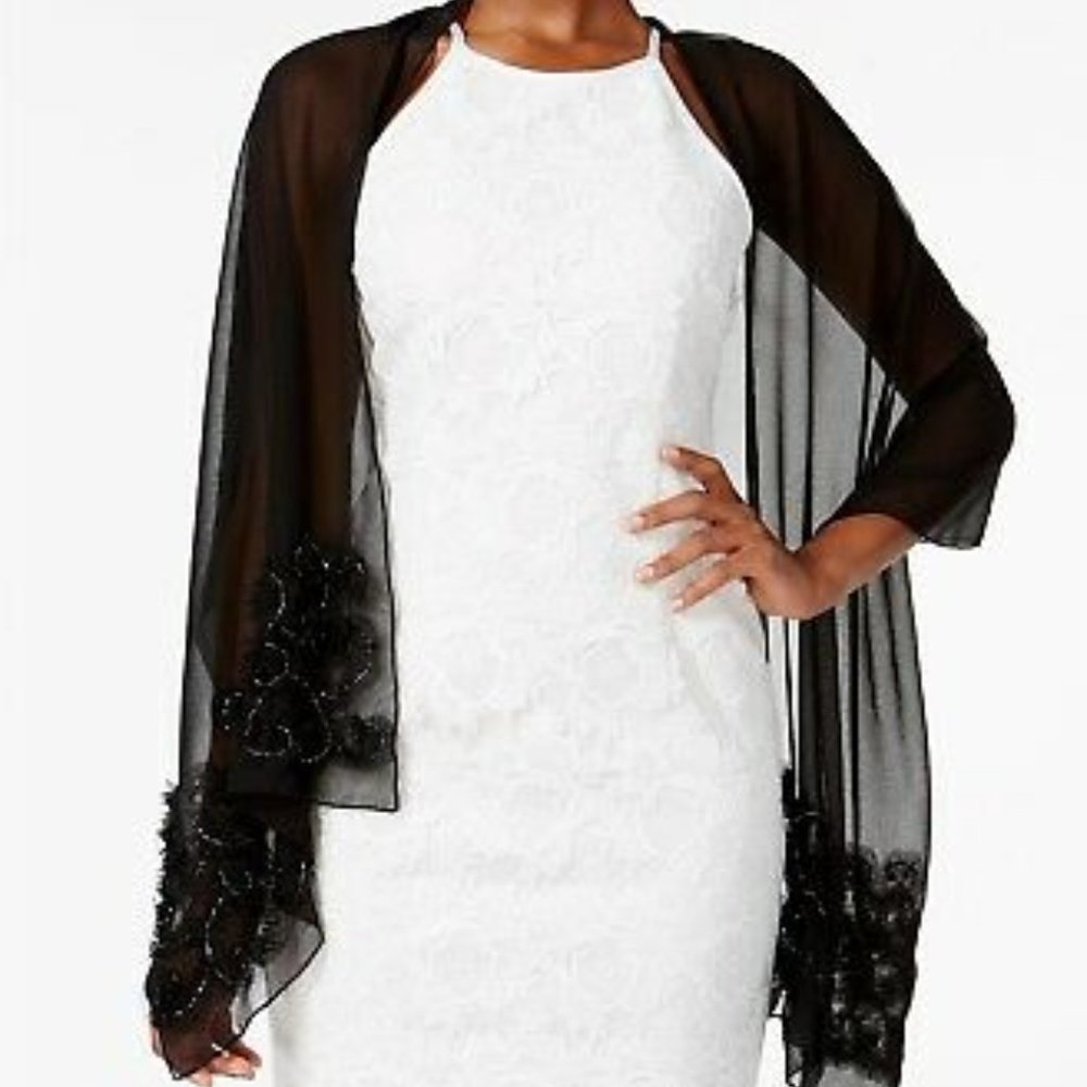 INC International Concepts Tulle Swirl Wrap, Black